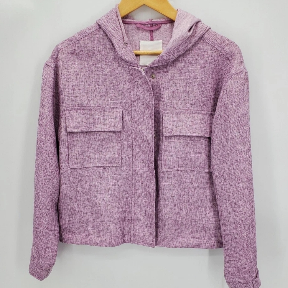 Avec Les Filles x Anthropologie Hooded Jacket Woven Lilac Purple Shacket - Picture 2 of 8
